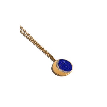 Moon Phase Lapis, Diamond 18K Yellow Gold Pendant Necklace