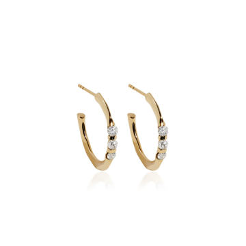 Floating 18K Yellow-Gold and Diamond Hoops