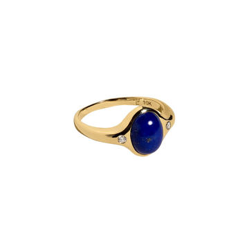 Mini Essential 10kt Yellow-Gold, Lapis and Diamond Ring