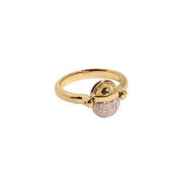 Rotating 18kt Yellow-Gold and Diamond Scarab Ring
