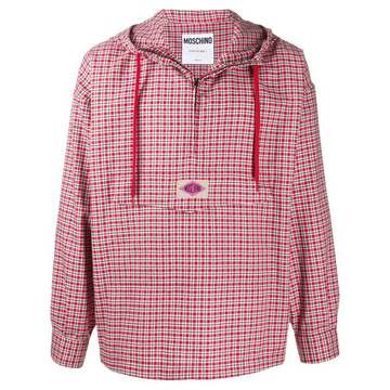 checked hooded shirt jacket