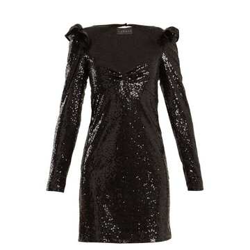 Long-sleeved sequin-embellished mini dress