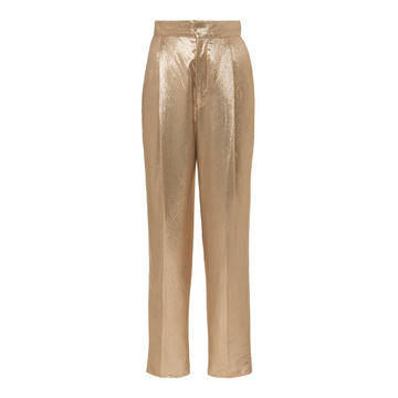 High-Rise Metallic Satin Trousers