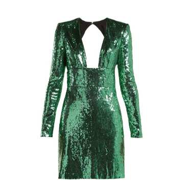 Cut-out back sequinned dress
