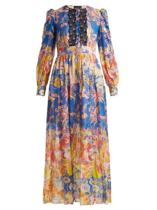 Floral fil-coupé silk-blend dress展示图