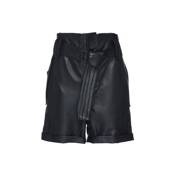 High Waist Leather Shorts With Belt