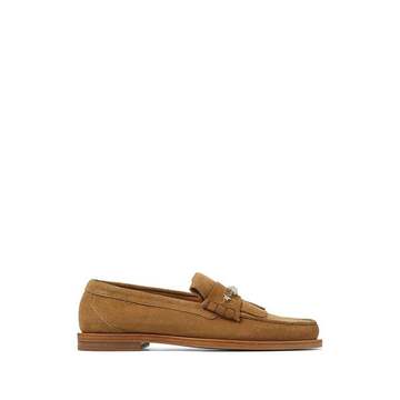 Mocca suede tassel loafers