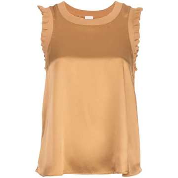 ribbed trim satin tank top