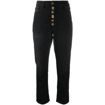 ornate button cropped jeans