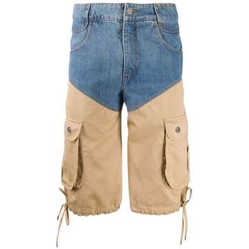 combination denim cargo shorts