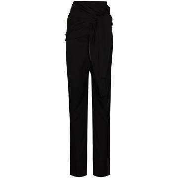 high waist wrap detail tailored trousers
