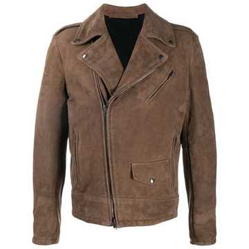 zip-up leather jacket