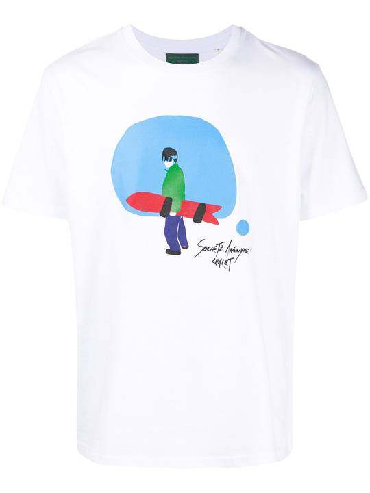 snowboard-print crew-neck T-shirt展示图