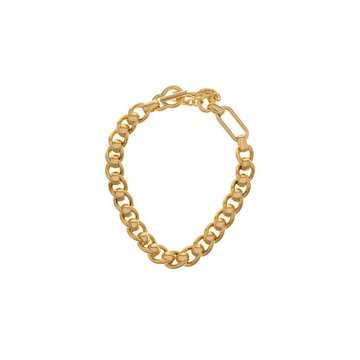 Gold tone chain loop necklace