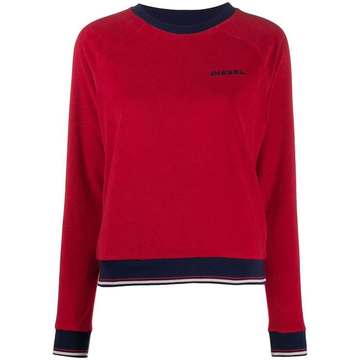 stripe detail logo embroidered jumper