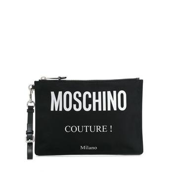 logo-print clutch bag