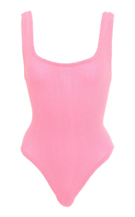 Square-Neck Textured One-Piece Swimsuit展示图