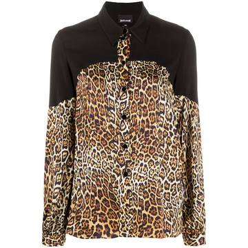 leopard-print contrast shirt