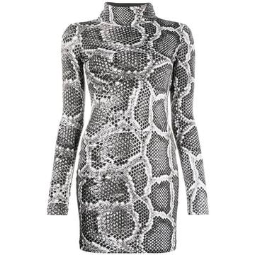 snakeskin-effect fitted dress