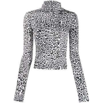 leopard roll-neck top