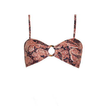 Blair Ring-Detailed Paisley Bikini Top