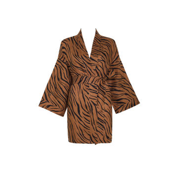 Larissa Tiger-Print Linen Robe