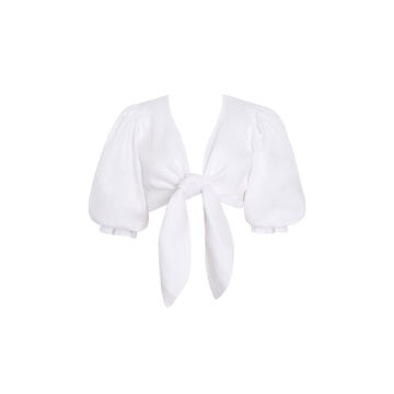 Jacinta Tie-Front Linen Crop Top