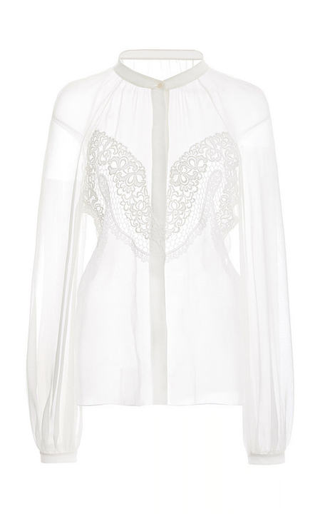 Gia Lace-Trimmed Silk Georgette Top展示图