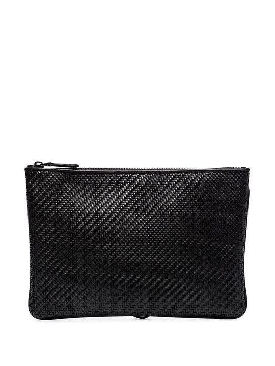 black woven leather folio clutch bag展示图