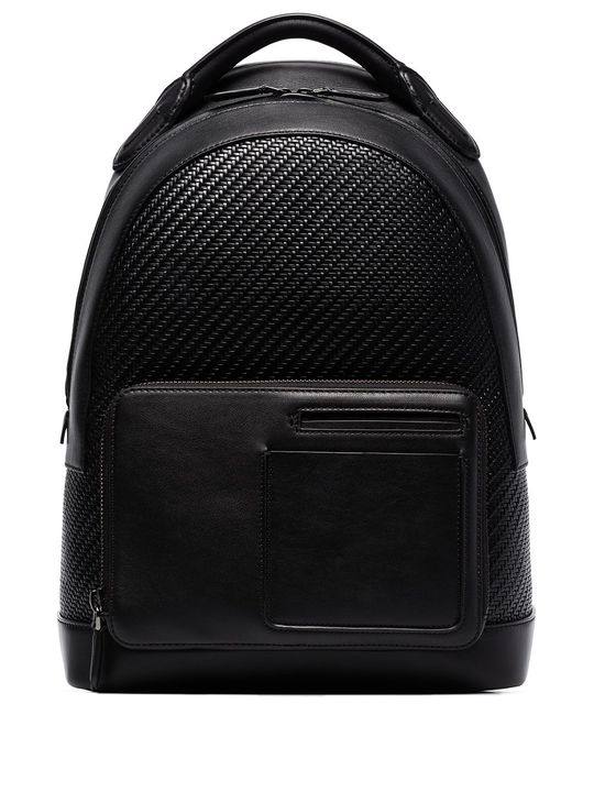 black woven leather backpack展示图