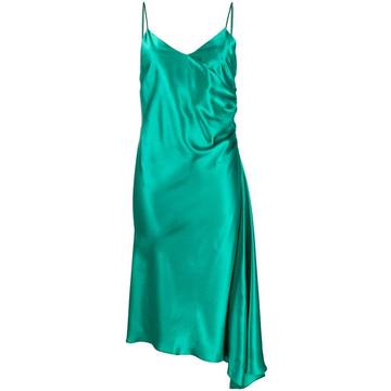 ruched satin slip dress