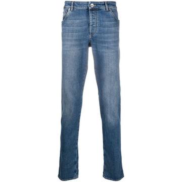 high rise slim-fit jeans