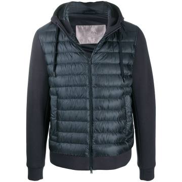 zipped hooded quilted jacket