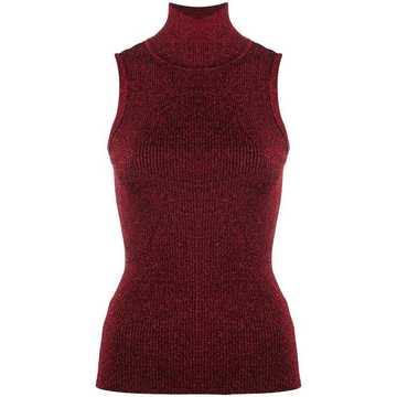 sleeveless mock-neck top