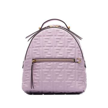 pink embossed FF logo leather backpack