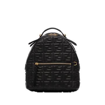 black embossed FF logo leather backpack