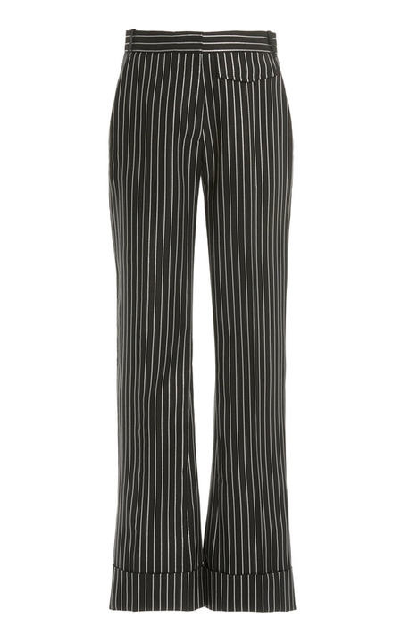 Metallic-Striped Wool-Blend Cuffed Straight-Leg Trousers展示图