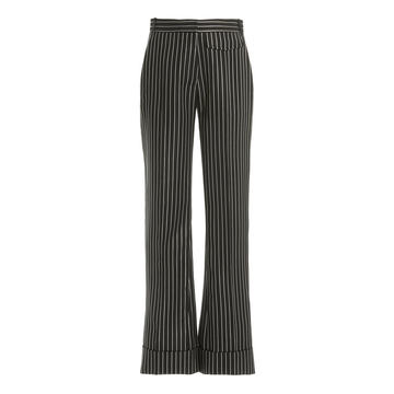 Metallic-Striped Wool-Blend Cuffed Straight-Leg Trousers