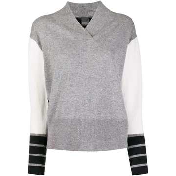 colour-block ribbed collar jumper