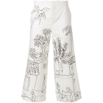 illustrated cropped trousers