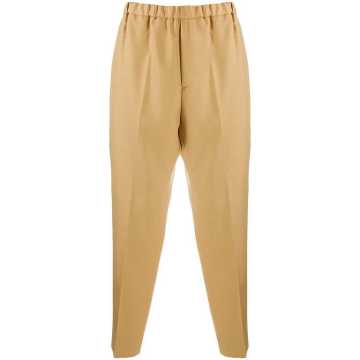 cropped elasticated-waist cotton trousers