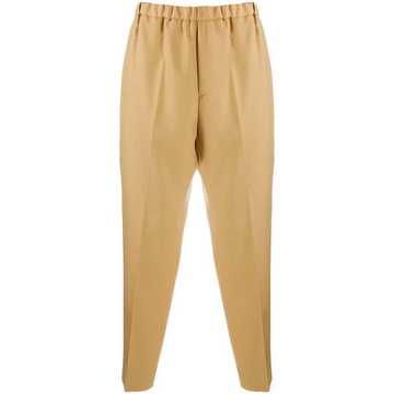 cropped elasticated-waist cotton trousers