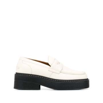 square-toe platform leather loafers
