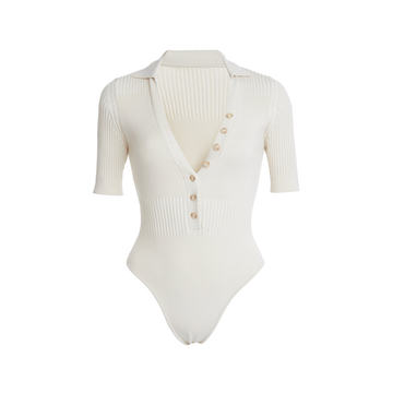 Yauco Ribbed-Knit Polo Bodysuit