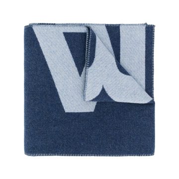 logo print knitted scarf