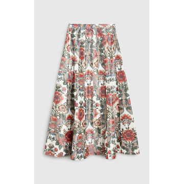 Sonia Pleated Floral Taffeta Maxi Skirt