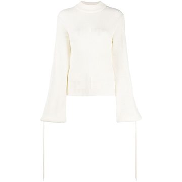 elongated-sleeved ribbed jumper