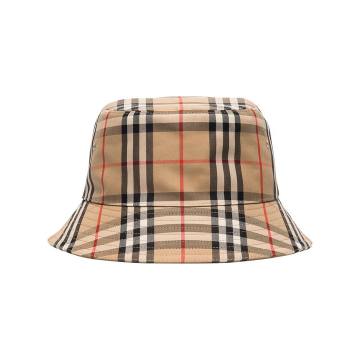 brown archive check cotton bucket hat