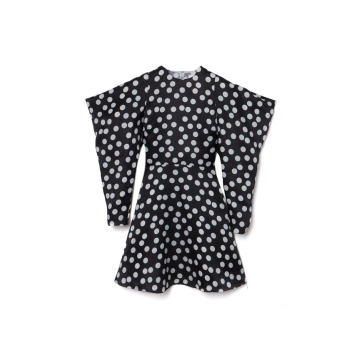 Puff-Sleeve Polka-Dot Silk Organza Mini Dress