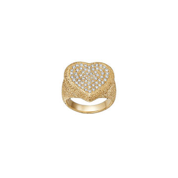 18K Yellow Gold Cuore Ring Set With Pav�� White Diamonds